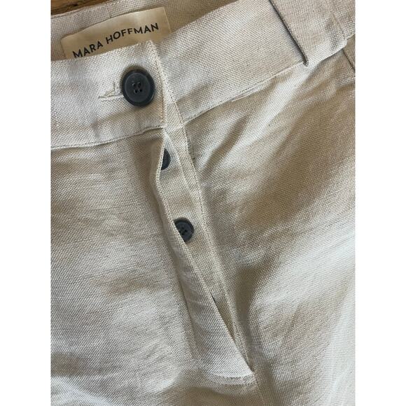 Mara Hoffman Jade High Waisted Pant in Off White Cotton/ Linen Blend Size 18 - Picture 5 of 9